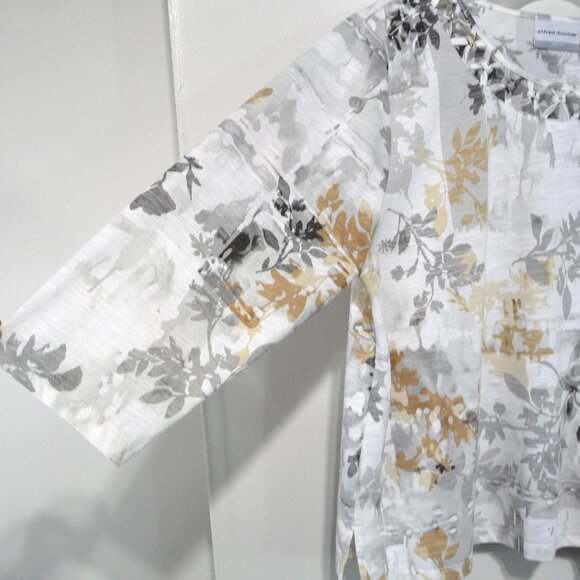 FALL FLORAL GRAY TAN WHITE BLOUSE XL PETITE - Picture 4 of 12